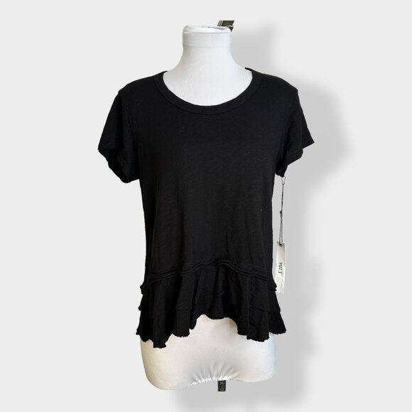 Wilt Tops - Wilt Ruffled Tiered T-Shirt in Black S New